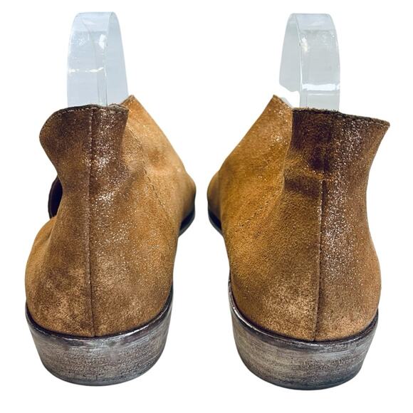 Free People Women’s Sz 8.5 Metallic Tan Sandals Mont Blanc Leather Cutout Flats - Picture 8 of 10